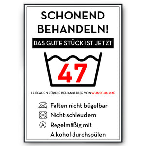 Personalisiertes Geschenk zum 47. Geburtstag Frau Mann Wäsche Lustige Geschenkidee 47 Jahre Geburtstagskarte Witzige Party Deko