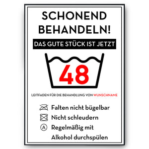 Personalisiertes Geschenk zum 48. Geburtstag Frau Mann Wäsche Lustige Geschenkidee 48 Jahre Geburtstagskarte Witzige Party Deko