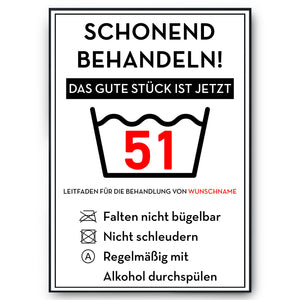 Personalisiertes Geschenk zum 51. Geburtstag Frau Mann Wäsche Lustige Geschenkidee 51 Jahre Geburtstagskarte Witzige Party Deko