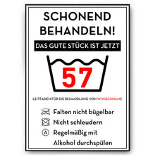 Laden Sie das Bild in den Galerie-Viewer, Personalisiertes Geschenk zum 57. Geburtstag Frau Mann Wäsche Lustige Geschenkidee 57 Jahre Geburtstagskarte Witzige Party Deko
