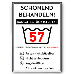 Personalisiertes Geschenk zum 57. Geburtstag Frau Mann Wäsche Lustige Geschenkidee 57 Jahre Geburtstagskarte Witzige Party Deko