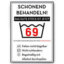 Laden Sie das Bild in den Galerie-Viewer, Personalisiertes Geschenk zum 69. Geburtstag Frau Mann Wäsche Lustige Geschenkidee 69 Jahre Geburtstagskarte Witzige Party Deko
