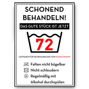 Personalisiertes Geschenk zum 72. Geburtstag Frau Mann Wäsche Lustige Geschenkidee 72 Jahre Geburtstagskarte Witzige Party Deko