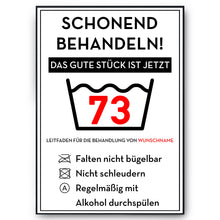 Laden Sie das Bild in den Galerie-Viewer, Personalisiertes Geschenk zum 73. Geburtstag Frau Mann Wäsche Lustige Geschenkidee 73 Jahre Geburtstagskarte Witzige Party Deko
