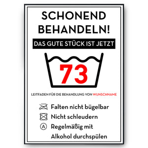 Personalisiertes Geschenk zum 73. Geburtstag Frau Mann Wäsche Lustige Geschenkidee 73 Jahre Geburtstagskarte Witzige Party Deko