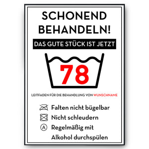 Personalisiertes Geschenk zum 78. Geburtstag Frau Mann Wäsche Lustige Geschenkidee 78 Jahre Geburtstagskarte Witzige Party Deko