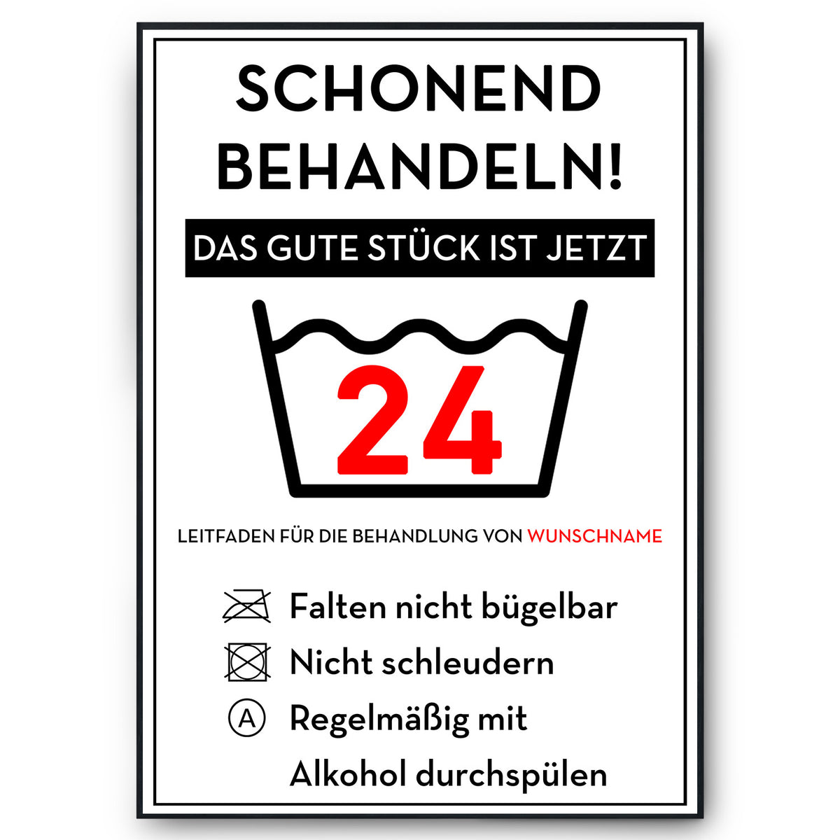 Schonend behandeln 24 Poster – lustiges Geschenk zum 24. Geburtstag, personalisiert mit Name
