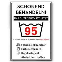Laden Sie das Bild in den Galerie-Viewer, Personalisiertes Geschenk zum 95. Geburtstag Frau Mann Wäsche Lustige Geschenkidee 95 Jahre Geburtstagskarte Witzige Party Deko
