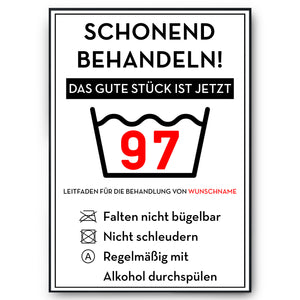 Personalisiertes Geschenk zum 97. Geburtstag Frau Mann Wäsche Lustige Geschenkidee 97 Jahre Geburtstagskarte Witzige Party Deko