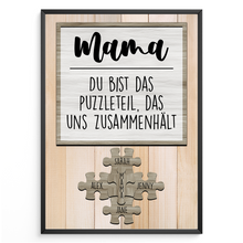 Laden Sie das Bild in den Galerie-Viewer, Personalisiertes Mama Poster mit Namen – Puzzle Design – Geschenk für Mutter, Mama Geschenkidee, Familienposter, Wandbild personalisiert
