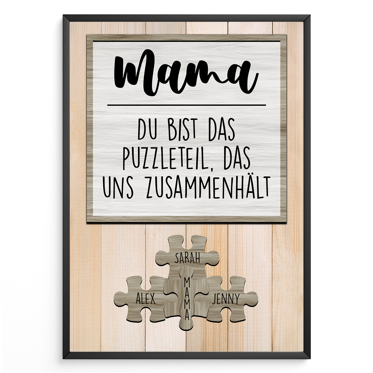 Personalisiertes Mama Poster mit Namen – Puzzle Design – Geschenk für Mutter, Mama Geschenkidee, Familienposter, Wandbild personalisiert