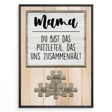 Laden Sie das Bild in den Galerie-Viewer, Personalisiertes Mama Poster mit Namen – Puzzle Design – Geschenk für Mutter, Mama Geschenkidee, Familienposter, Wandbild personalisiert
