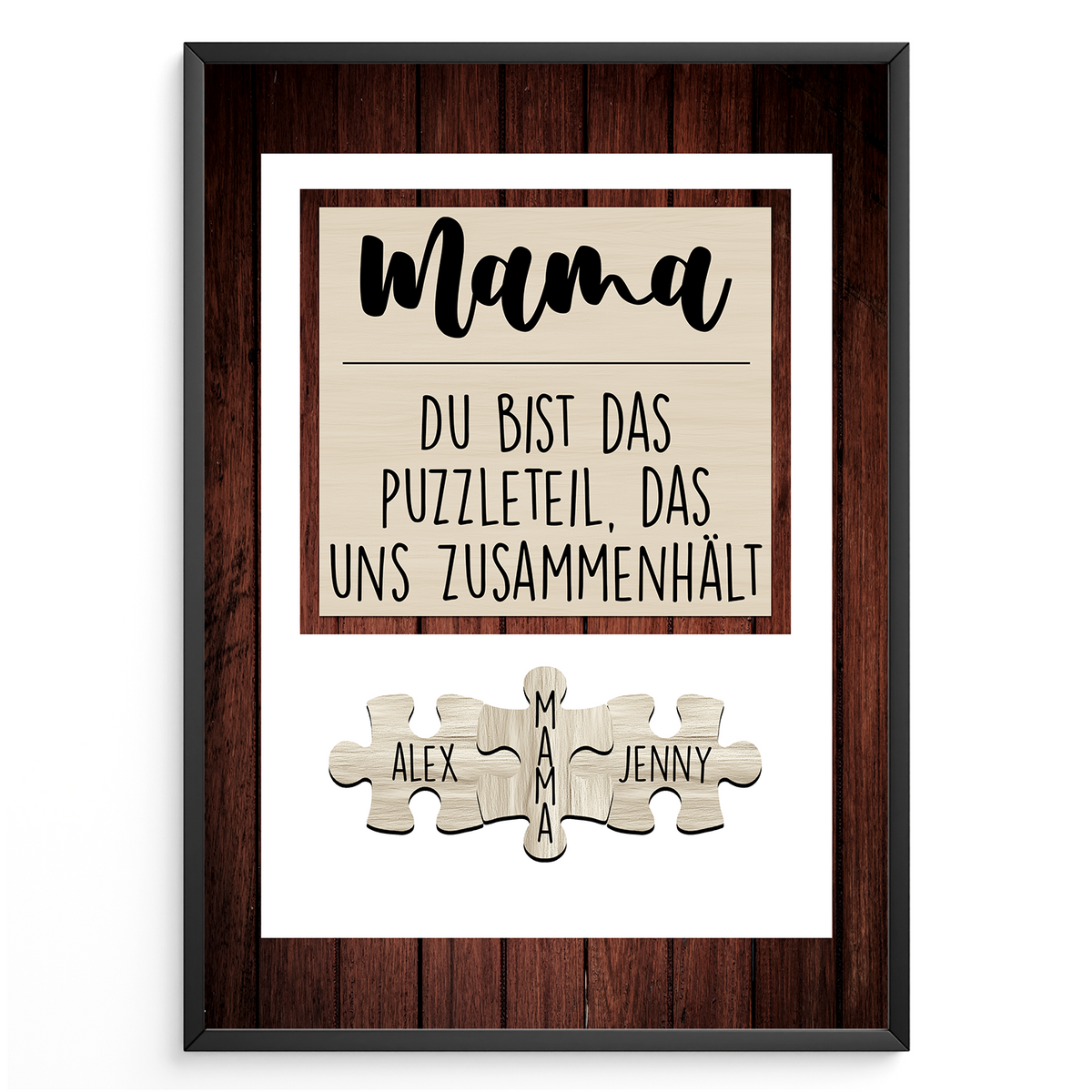 Mama Puzzle Poster personalisiert – Familien Puzzle mit Namen – Liebevolles Geschenk für Mama, Muttertag, Geburtstag