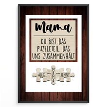 Laden Sie das Bild in den Galerie-Viewer, Mama Puzzle Poster personalisiert – Familien Puzzle mit Namen – Liebevolles Geschenk für Mama, Muttertag, Geburtstag
