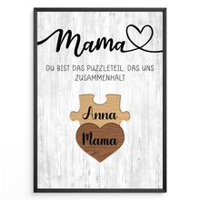 Laden Sie das Bild in den Galerie-Viewer, Personalisiertes Puzzle Poster für Mama –  Design mit Herz – Namensposter – Geschenkidee für Muttertagsgeschenk personalisiert
