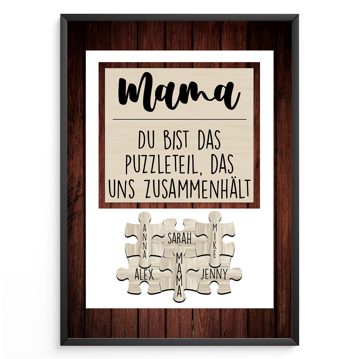 Mama Puzzle Poster personalisiert – Familien Puzzle mit Namen – Liebevolles Geschenk für Mama, Muttertag, Geburtstag