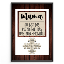 Laden Sie das Bild in den Galerie-Viewer, Mama Puzzle Poster personalisiert – Familien Puzzle mit Namen – Liebevolles Geschenk für Mama, Muttertag, Geburtstag
