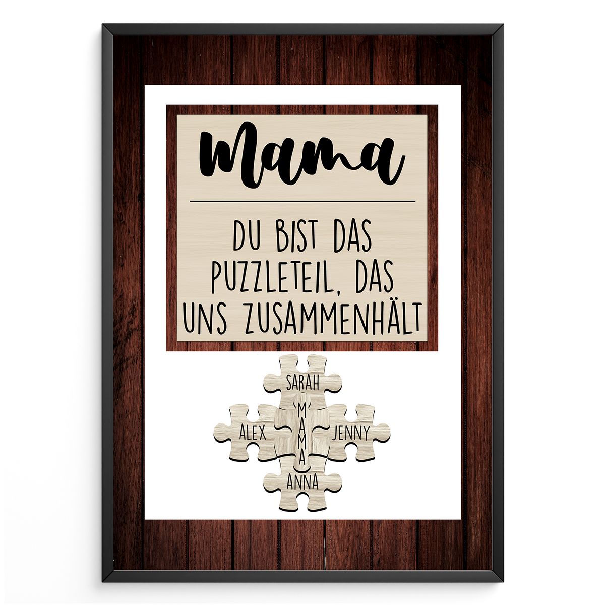 Mama Puzzle Poster personalisiert – Familien Puzzle mit Namen – Liebevolles Geschenk für Mama, Muttertag, Geburtstag