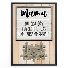 Laden Sie das Bild in den Galerie-Viewer, Personalisiertes Mama Poster mit Namen – Puzzle Design – Geschenk für Mutter, Mama Geschenkidee, Familienposter, Wandbild personalisiert
