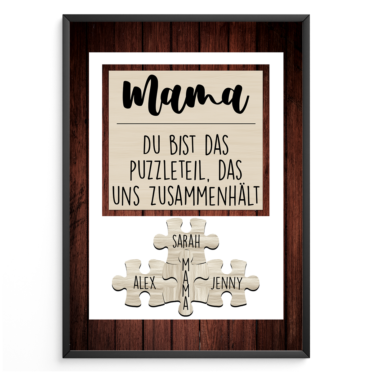 Mama Puzzle Poster personalisiert – Familien Puzzle mit Namen – Liebevolles Geschenk für Mama, Muttertag, Geburtstag