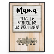 Laden Sie das Bild in den Galerie-Viewer, Personalisiertes Mama Poster mit Namen – Puzzle Design – Geschenk für Mutter, Mama Geschenkidee, Familienposter, Wandbild personalisiert
