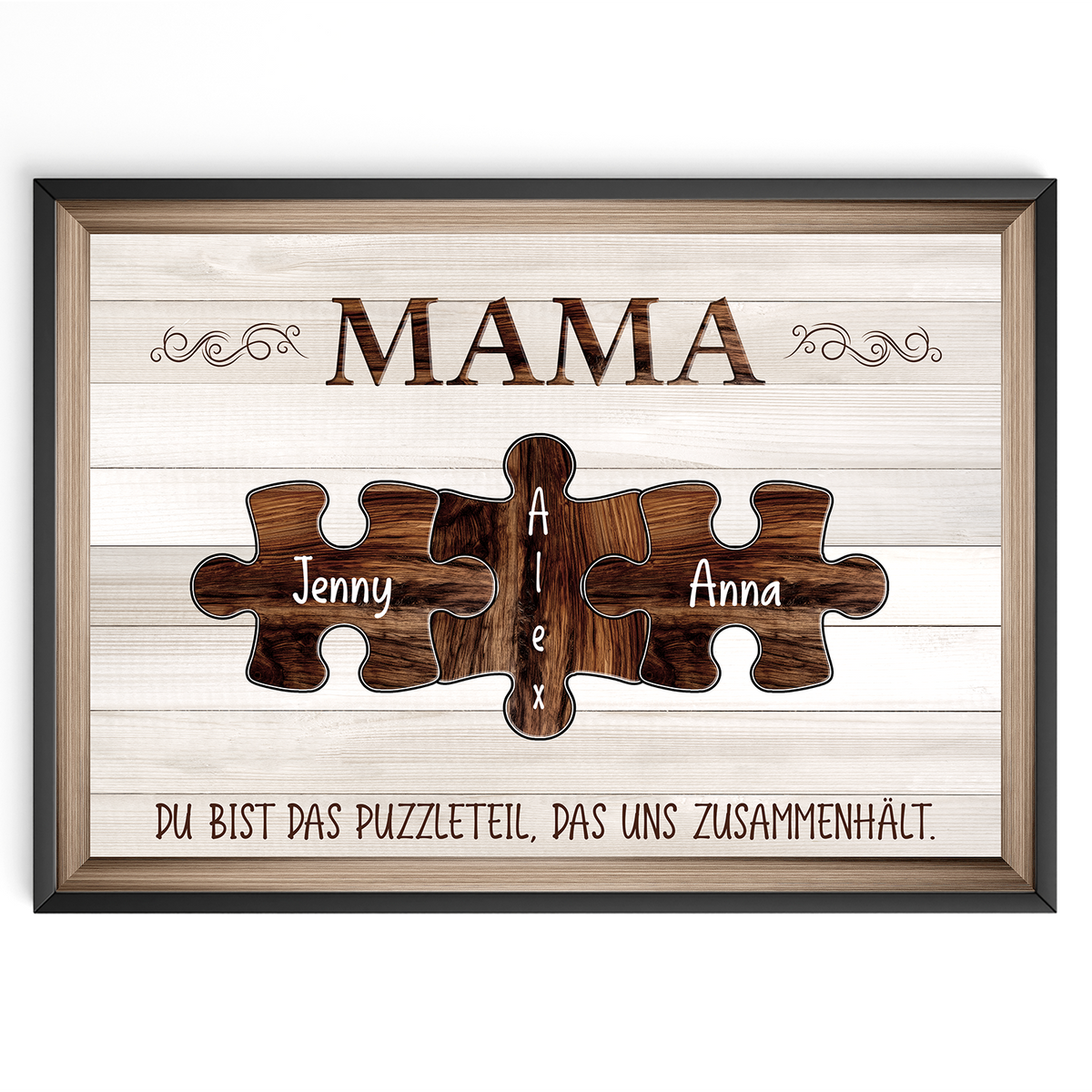 Personalisiertes Poster für Mama – Puzzle Optik mit Namen – Familien Wandbild – Geschenk für Mutter, Muttertag, Weihnachten