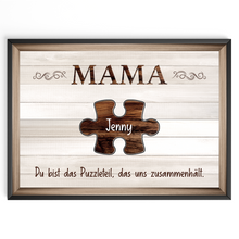Laden Sie das Bild in den Galerie-Viewer, Personalisiertes Poster für Mama – Puzzle Optik mit Namen – Familien Wandbild – Geschenk für Mutter, Muttertag, Weihnachten
