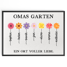 Laden Sie das Bild in den Galerie-Viewer, Personalisiertes Oma Poster „Omas Garten“ – Blumenposter mit Namen – Geschenk für Oma, Familienposter personalisiert, Wandbild Oma
