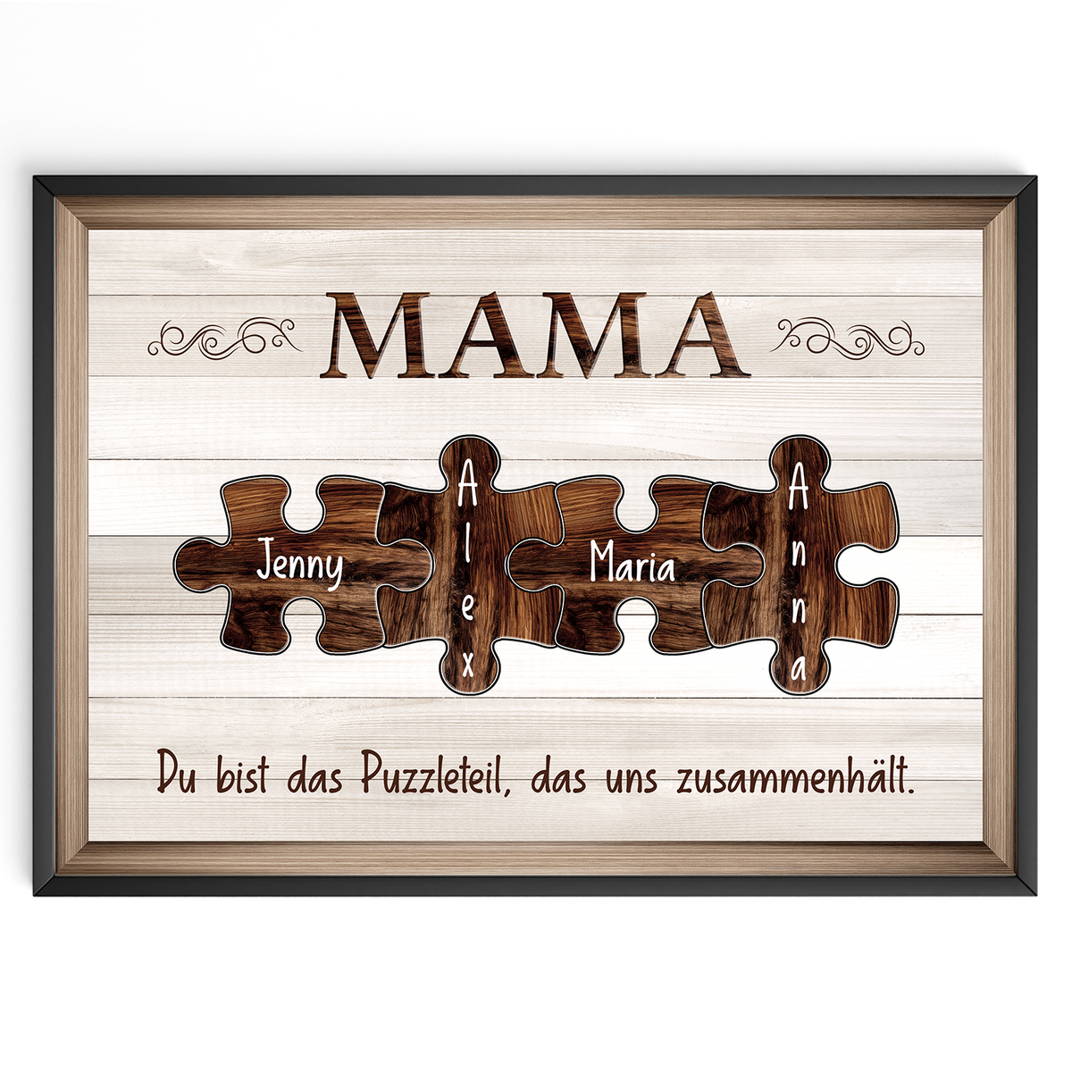 Personalisiertes Poster für Mama – Puzzle Optik mit Namen – Familien Wandbild – Geschenk für Mutter, Muttertag, Weihnachten