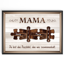 Laden Sie das Bild in den Galerie-Viewer, Personalisiertes Poster für Mama – Puzzle Optik mit Namen – Familien Wandbild – Geschenk für Mutter, Muttertag, Weihnachten
