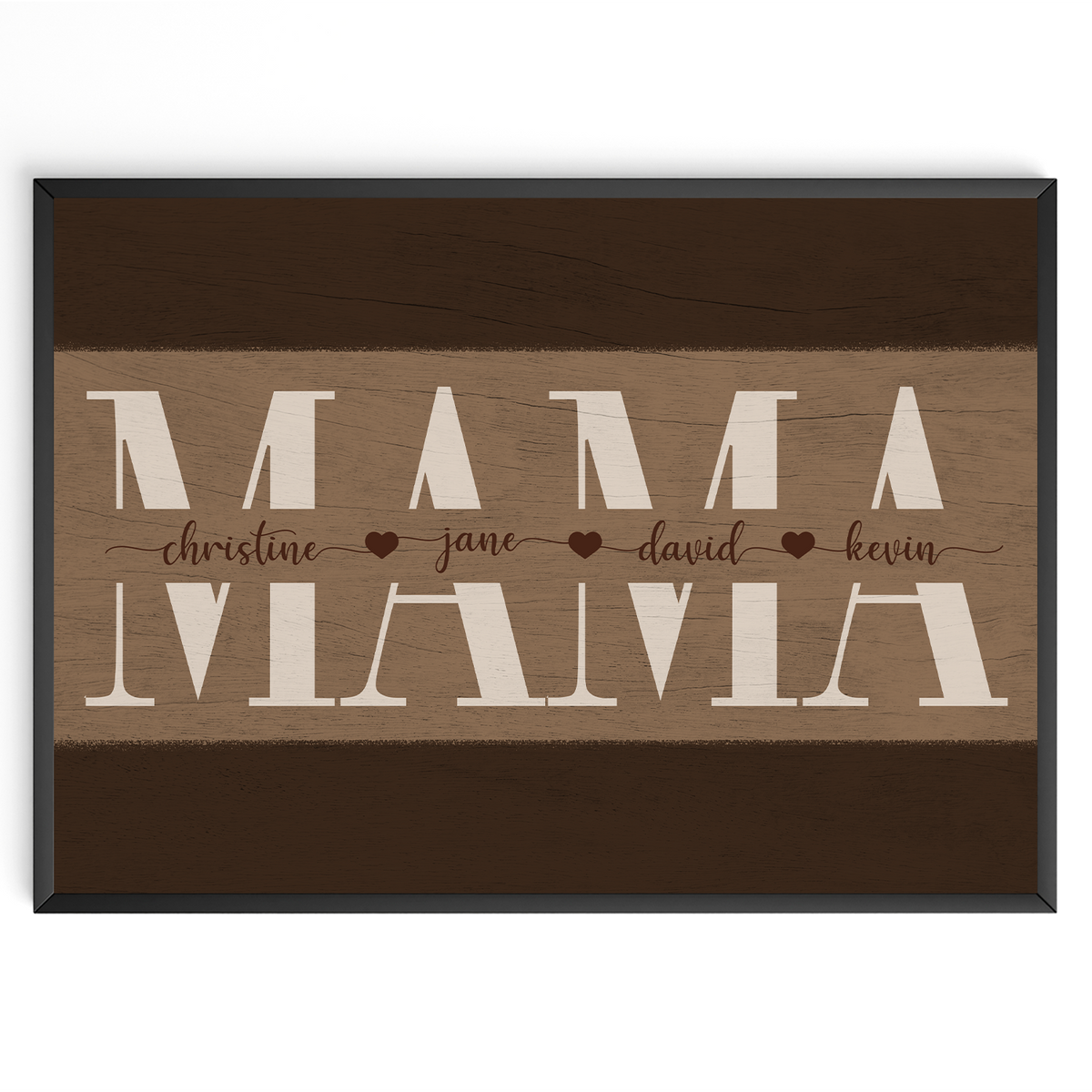 Personalisiertes Mama Poster mit Namen – Holzoptik Wandbild – Geschenk für Mama, Muttertag Geschenk, Familienposter personalisiert