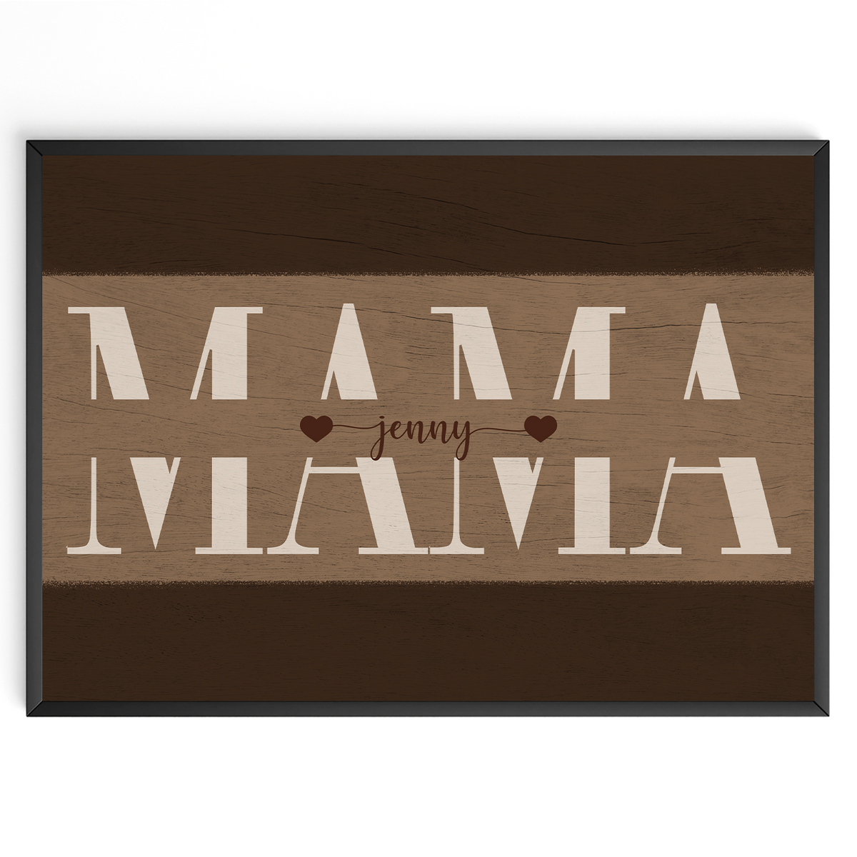 Personalisiertes Mama Poster mit Namen – Holzoptik Wandbild – Geschenk für Mama, Muttertag Geschenk, Familienposter personalisiert