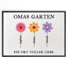 Laden Sie das Bild in den Galerie-Viewer, Personalisiertes Oma Poster „Omas Garten“ – Blumenposter mit Namen – Geschenk für Oma, Familienposter personalisiert, Wandbild Oma
