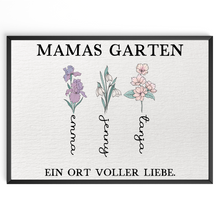 Laden Sie das Bild in den Galerie-Viewer, Personalisiertes Mama Poster „Mamas Garten“ – Blumenposter mit Namen – Geschenk für Mama, Muttertag Geschenk, Familien Wandbild Geschenk für Mama, Oma, Ehefrau Frauen
