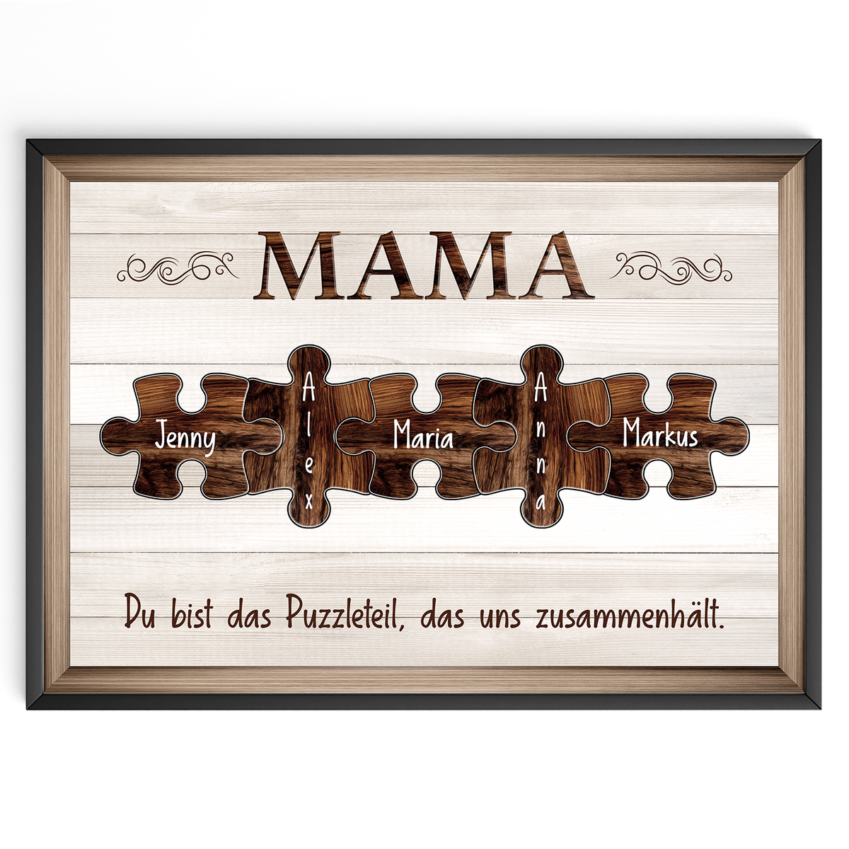Personalisiertes Poster für Mama – Puzzle Optik mit Namen – Familien Wandbild – Geschenk für Mutter, Muttertag, Weihnachten
