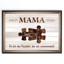 Laden Sie das Bild in den Galerie-Viewer, Personalisiertes Poster für Mama – Puzzle Optik mit Namen – Familien Wandbild – Geschenk für Mutter, Muttertag, Weihnachten
