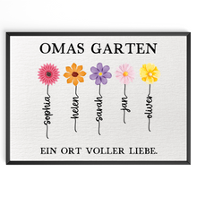 Laden Sie das Bild in den Galerie-Viewer, Personalisiertes Oma Poster „Omas Garten“ – Blumenposter mit Namen – Geschenk für Oma, Familienposter personalisiert, Wandbild Oma
