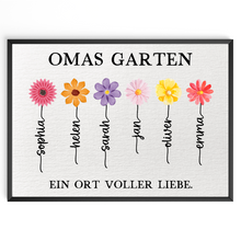 Laden Sie das Bild in den Galerie-Viewer, Personalisiertes Oma Poster „Omas Garten“ – Blumenposter mit Namen – Geschenk für Oma, Familienposter personalisiert, Wandbild Oma
