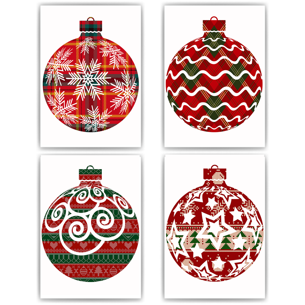 Christbaumkugeln Weihnachten DIN A4 Weihnachtsbilder Weihnachtsposter Weihnachtsdeko Wandbilder 4er Set