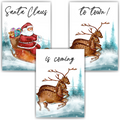 Santa Claus Rentier Weihnachten DIN A4 Weihnachtsbilder Weihnachtsposter Weihnachtsdeko Wandbilder 3er Set