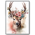 Hirsch Wandbild Bunte Blumen Wanddeko Kunstdruck Natur Hirsch Wandposter Wohnzimmer Schlafzimmer