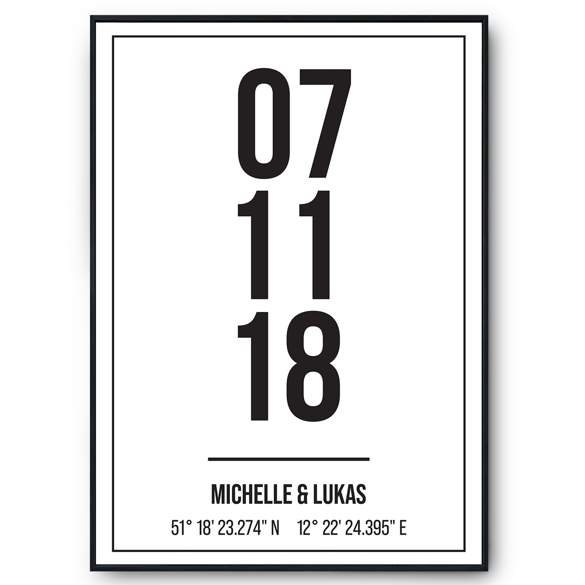 Partner Poster Personalisiert Datum Namen Koordinaten Jahrestag Geschenk zur Hochzeit Poster für Paare Verlobte Hochzeitsgeschenk