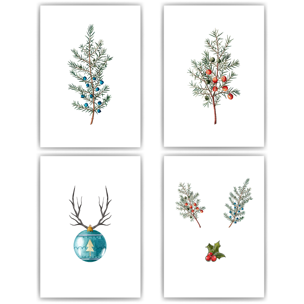 Minimalistische Weihnachtsbilder Weihnachten DIN A4 Weihnachtsposter Weihnachtsdeko Wandbilder 4er Set