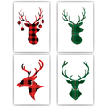 Rentiere Kariert Kunstdruck Weihnachten DIN A4 Weihnachtsbilder Weihnachtsdeko Wandbilder 4er Set