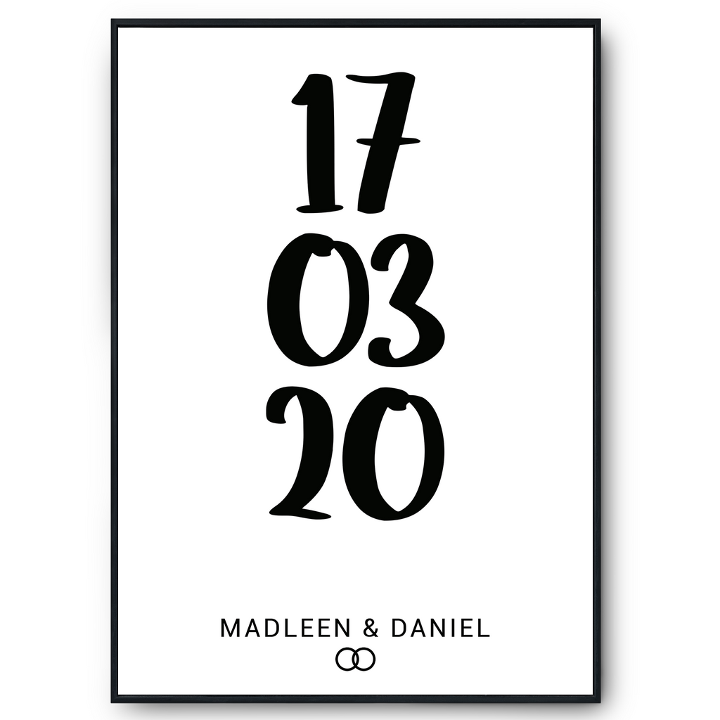 Jahrestag Poster Personalisiert Datum Namen | Partner Geschenk zur Hochzeit
