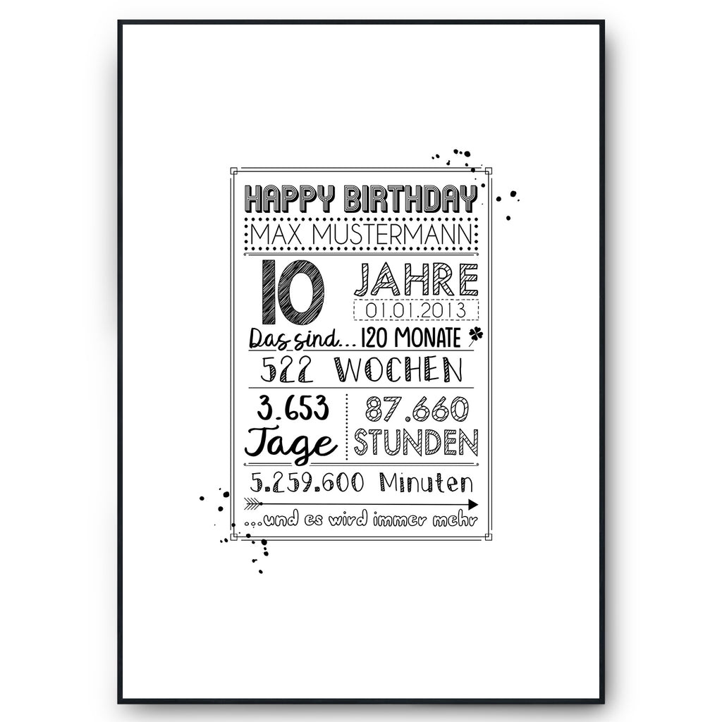 10. Geburtstag Personalisierte Geburtstagskarte Gästebuch Jahrgang 2016 Poster Kinder Geburtstagsgeschenk 10 Jahre Dekoration