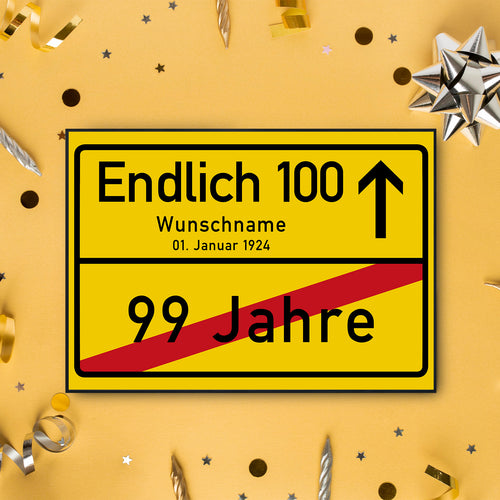 100. Geburtstag Ortsschild personalisiert 100 Jahre Deko Jahrgang 1926 personalisiertes Geschenk lustig