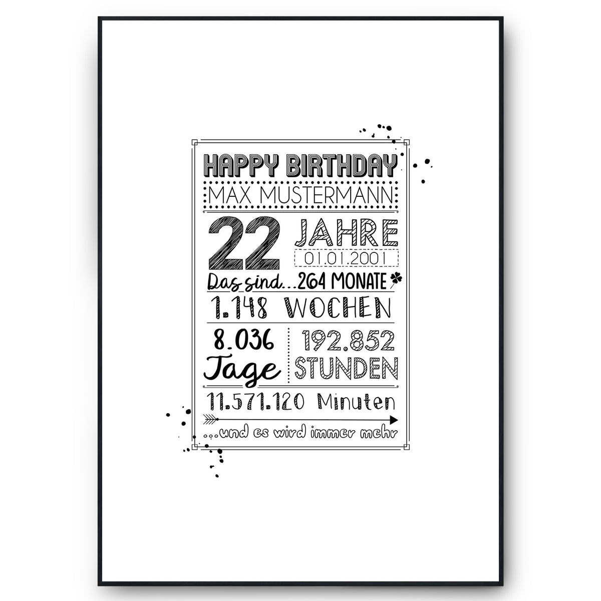 22. Geburtstag Geschenk Personalisierte Geburtstagskarte Gästebuch Jahrgang 2004 Poster Männer Frauen 22 Jahre Dekoration