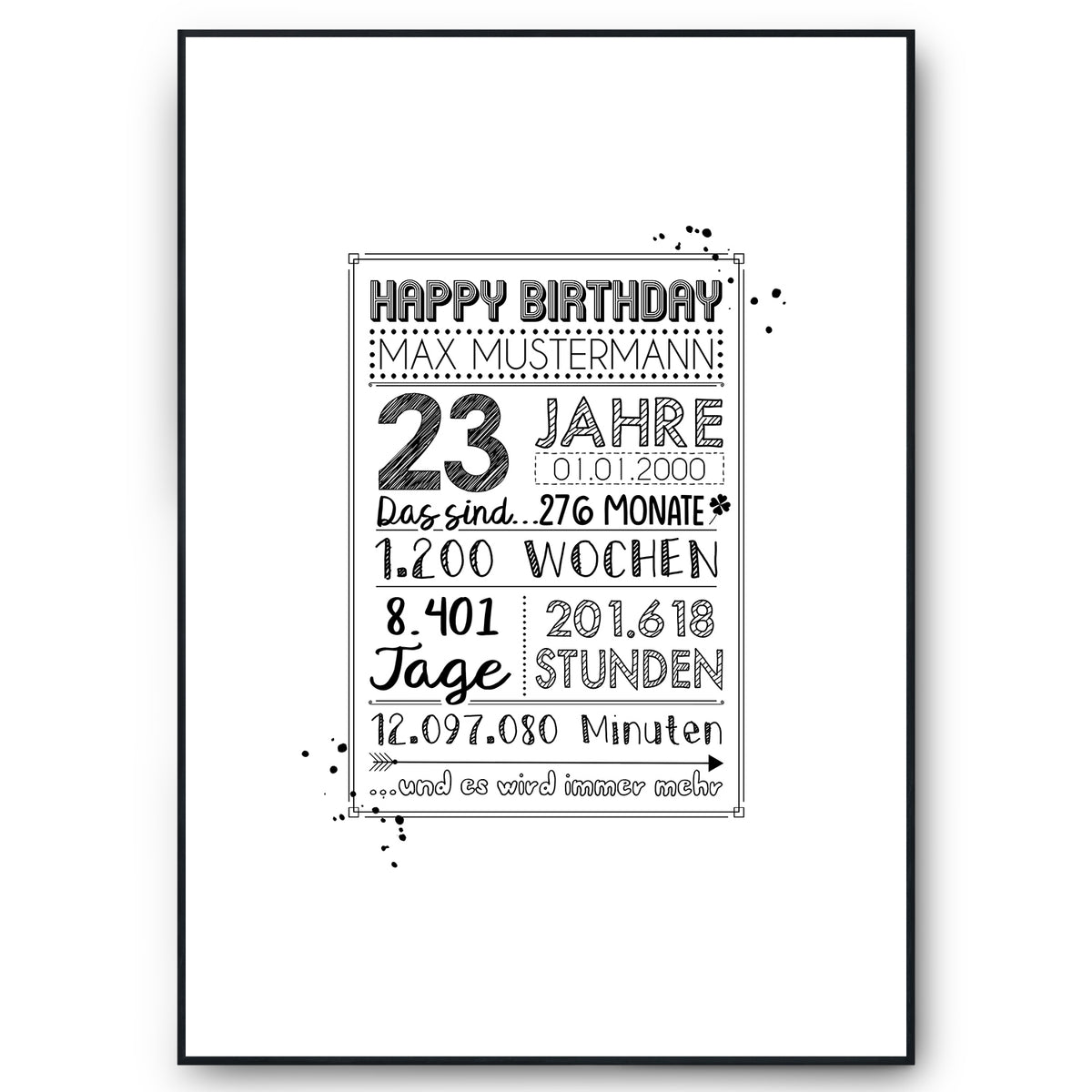 23. Geburtstag Geschenk Personalisierte Geburtstagskarte Gästebuch Jahrgang 2003 Poster Männer Frauen 23 Jahre Dekoration