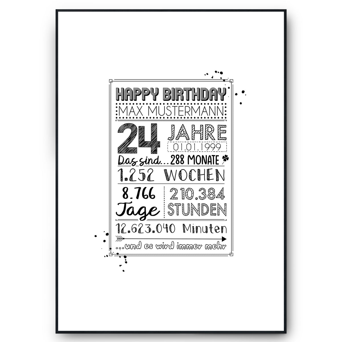 24. Geburtstag Geschenk Personalisierte Geburtstagskarte Gästebuch Jahrgang 2002 Poster Männer Frauen 24 Jahre Dekoration